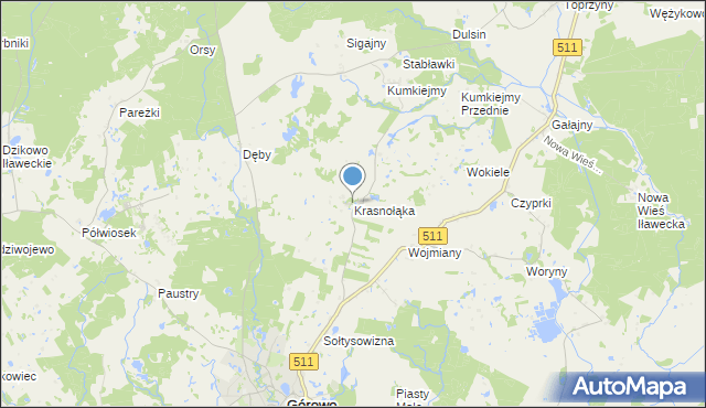 mapa Krasnołąka, Krasnołąka gmina Górowo Iławeckie na mapie Targeo